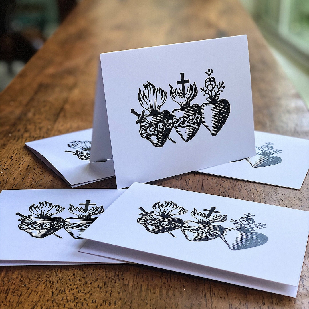 Holy Family Note Card Set – Hearts of Jesus, Mary, Joseph - Etsy