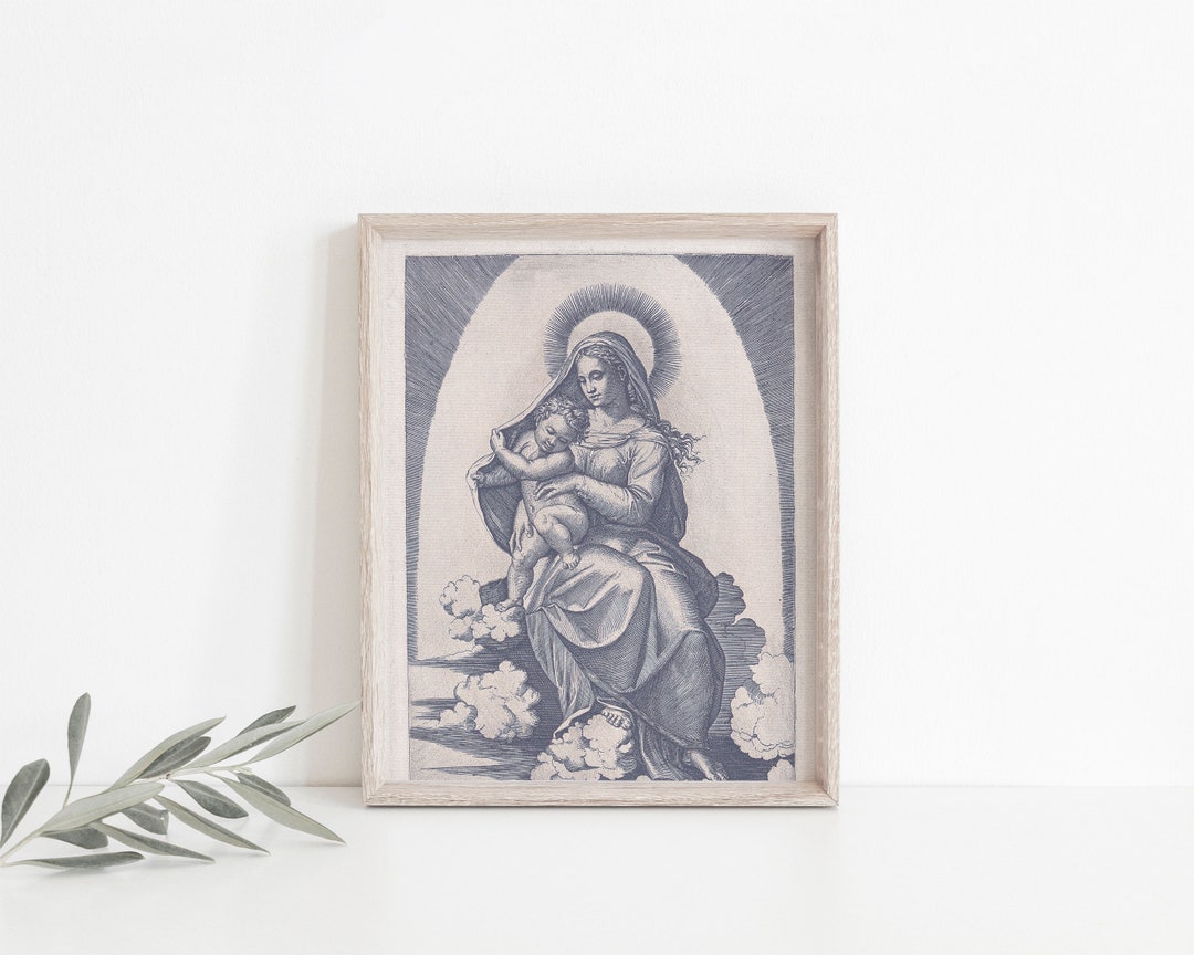 Vintage Madonna and Child Art Print: Catholic Marian Art - Etsy