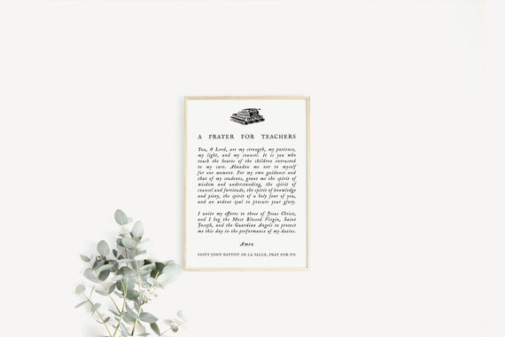 Catholic School Teacher Prayer Print: St. John Baptiste de la Salle