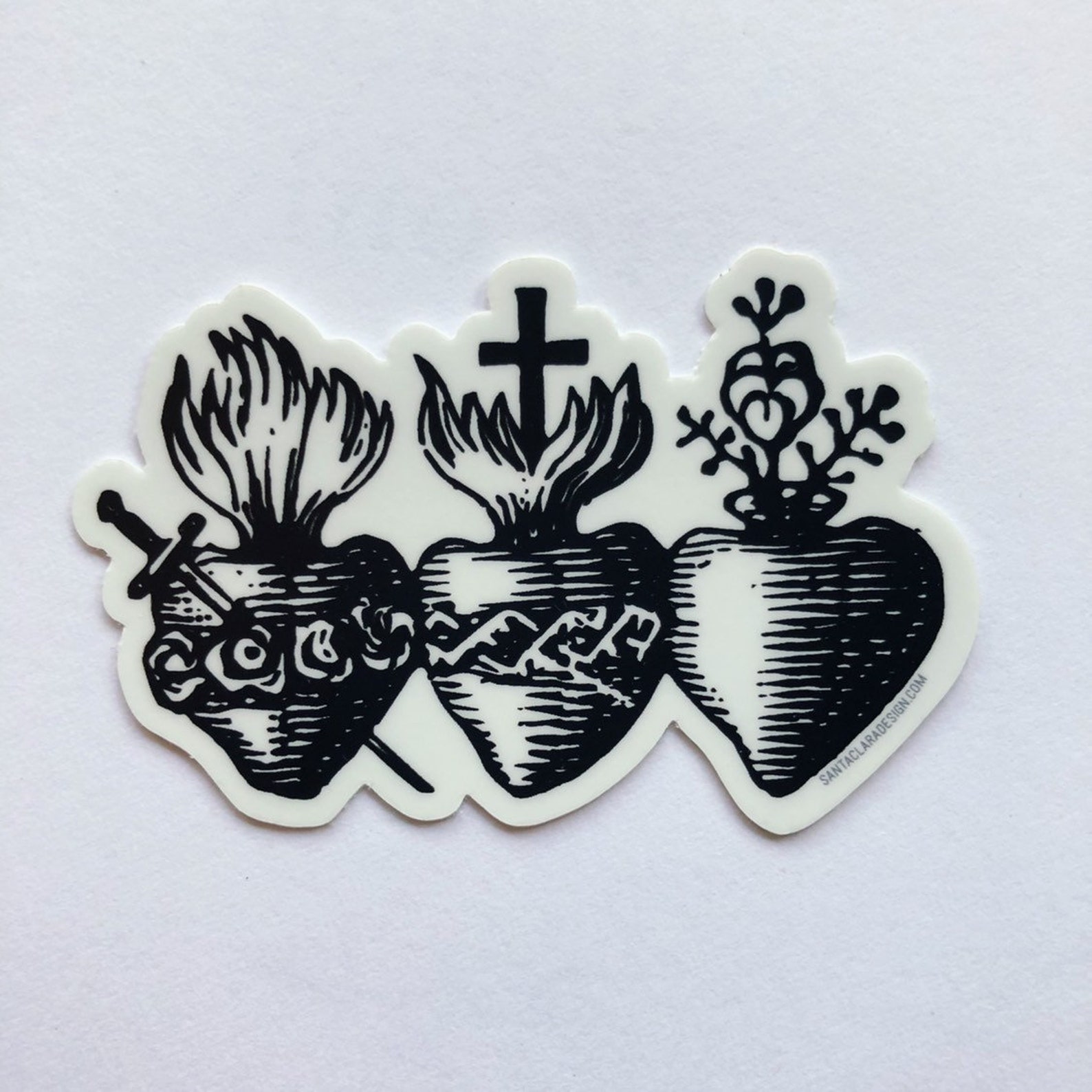 Three Hearts Decal Catholic Sticker Sacred Heart of Jesus - Etsy