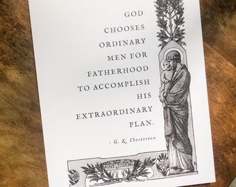 St. Joseph G.K. Chesterton Saint Joseph Quote Art Print, Catholic Dad Gift