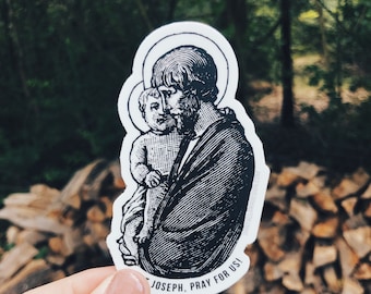 St. Joseph and Jesus Decal | Catholic Marian Vinyl Sticker | indoor outdoor use | bumper sticker | water bottle laptop car faith decal