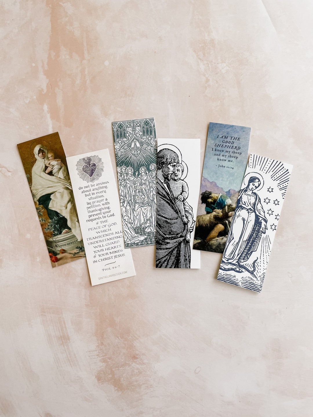 Catholic Bookmark Set of 6, Assorted Multipack, 6 Unique Bookmarks, 2