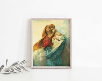 Our Lady of Purity Vintage print, Catholic Art Print, Marian Art, Catholic Art, Catholic Gift, Mary Print, Christmas, Confirmation Gift