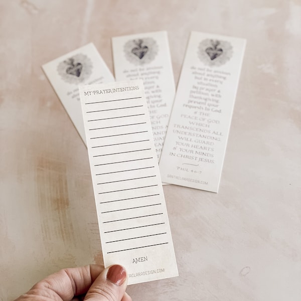 Prayer Intention Bookmark Set, 2-sided, prayer bookmark, prayer card, bible bookmark, Catholic bookmark, confirmation gift, retreat gift