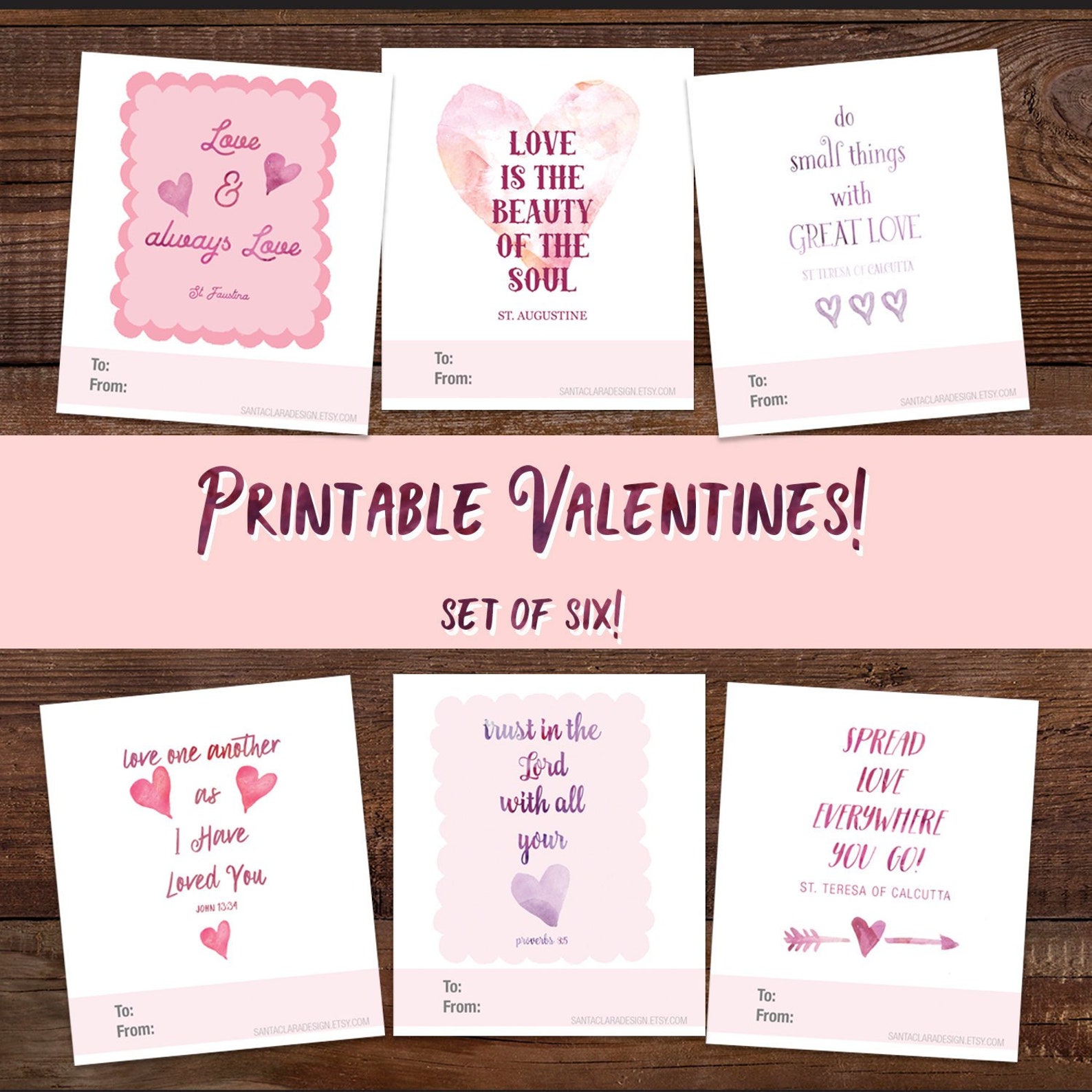 Catholic Valentine Set of Six PRINTABLE Mini Cards Catholic - Etsy