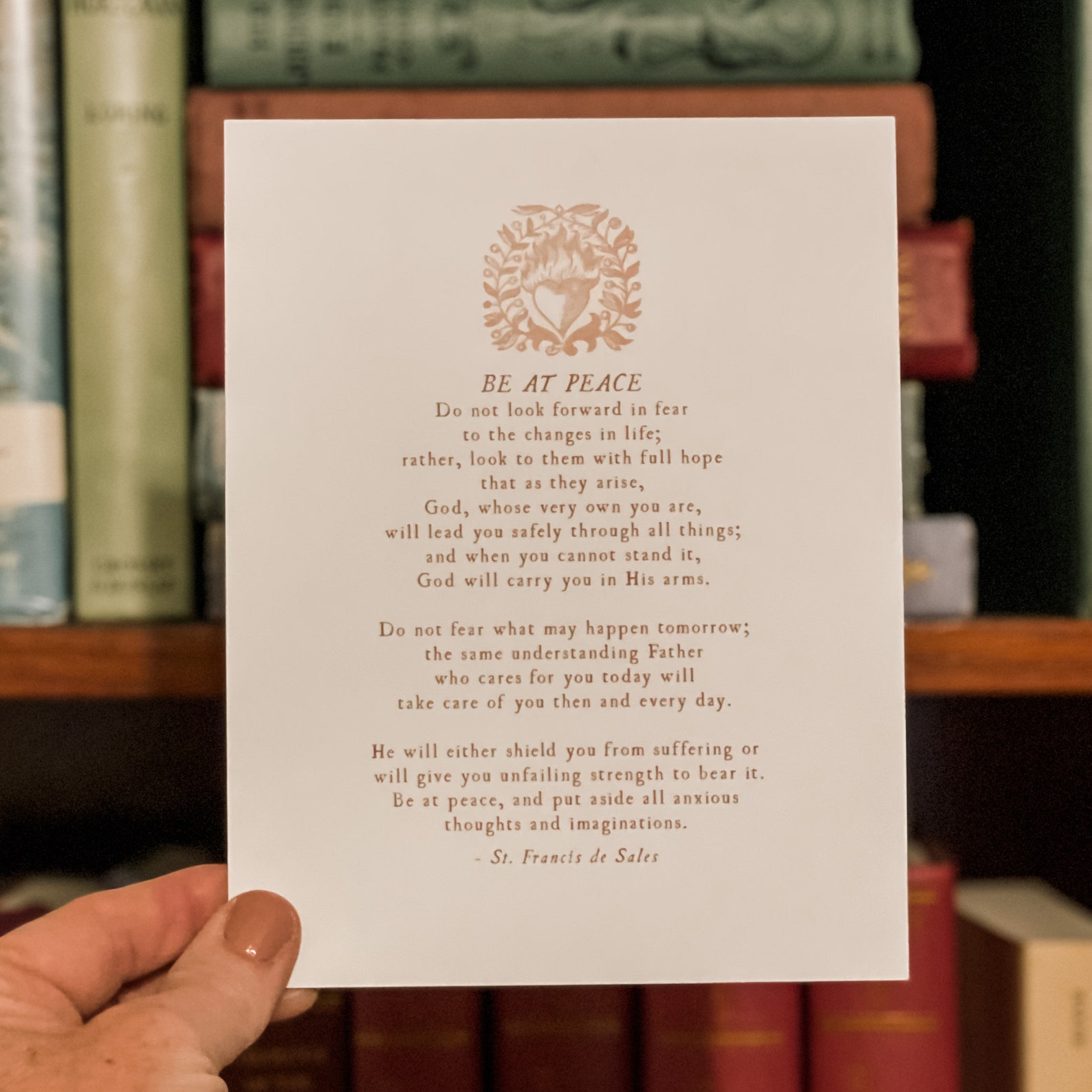 Be at Peace Prayer of St. Francis De Sales Print // Catholic Etsy