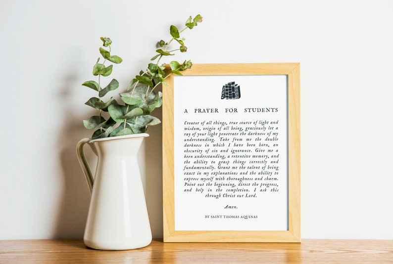 Prayer for Students St. Thomas Aquinas saint print