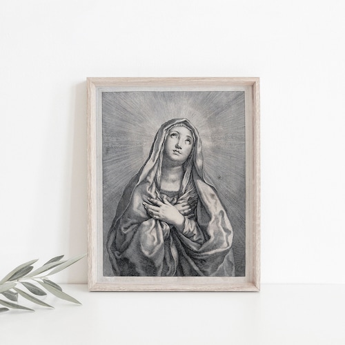 Our Lady of Sorrows Vintage Style Catholic Art, Marian Art, Catholic Gift, Catholic Art, Catholic Gift, Mary Print, Lent art, Lenten print