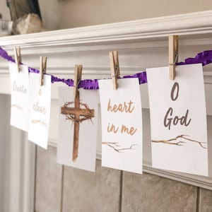 Printable Lent Prayer Banner, downloadable Lenten decor, catholic home art, printable catholic wall art, prayer Catholic hanging print set