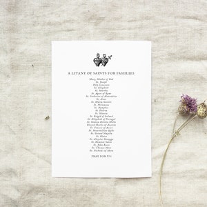 Litany of Saints for Families, Family Prayer Print, Domestic Church ...