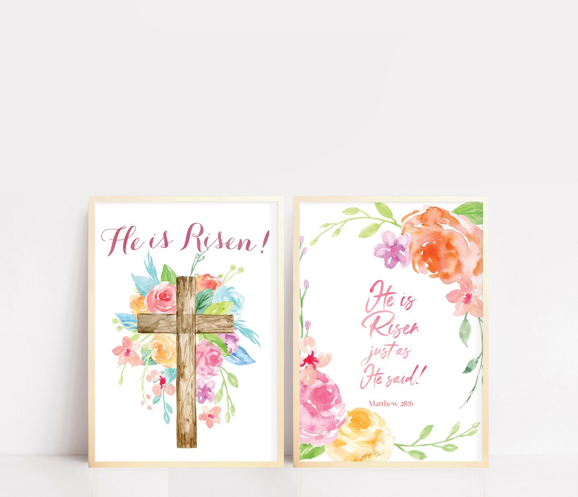 PRINTABLE: Floral he is Risen Printable Wall Art | Etsy