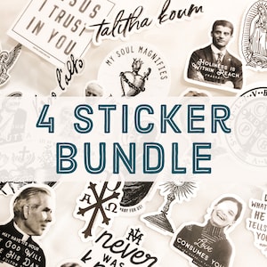 Catholic Vinyl Sticker Bundle: Religious Decals for Laptop, Yeti, Auto (4-Pack)