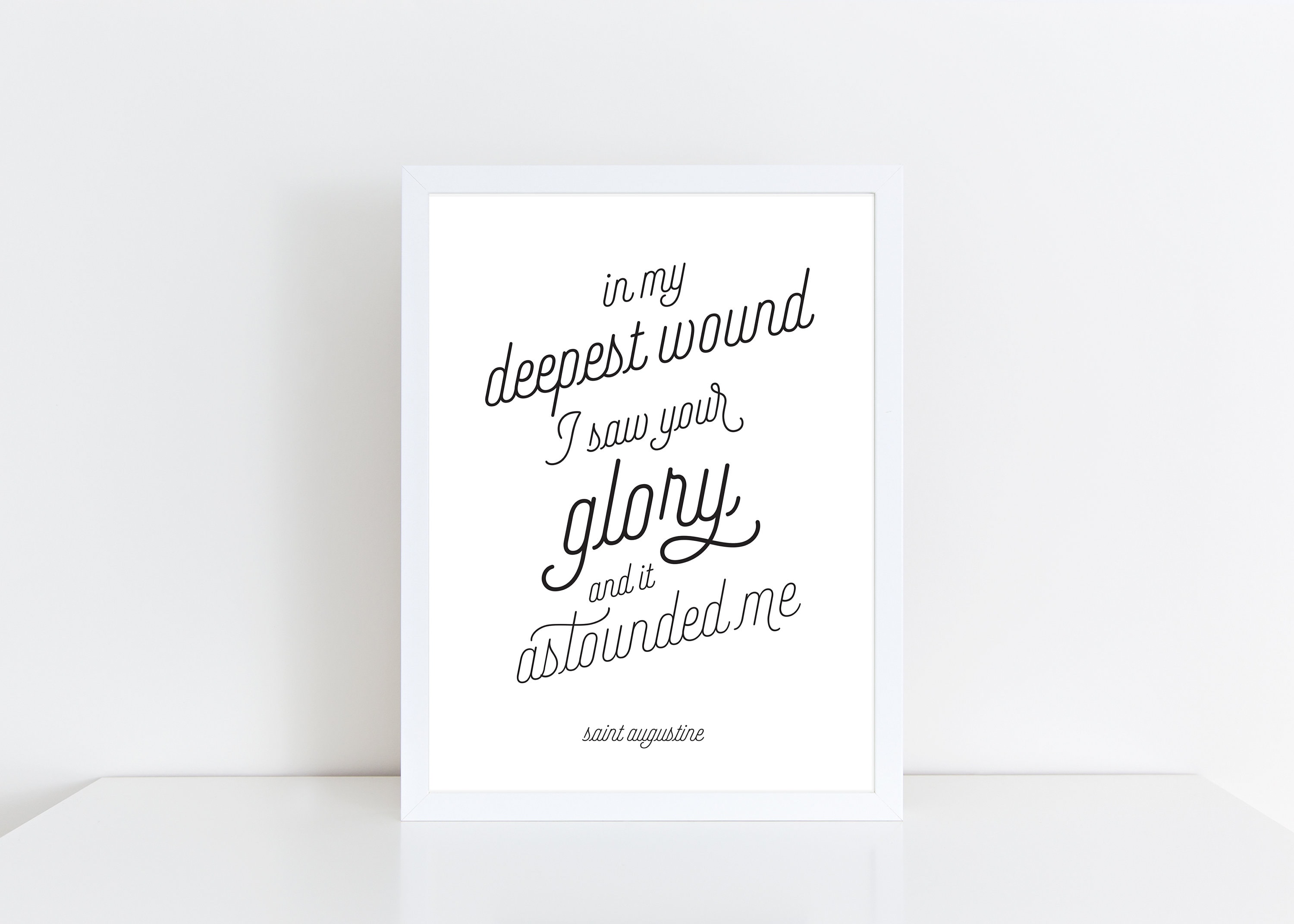 PRINTABLE: St. Augustine In My Deepest Wound I Saw Your Glory Quote Print, 8x10 & 5x7, Downloadable, Print at Home Catholic Easter Decor