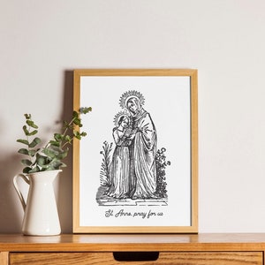 St. Anne & Mary print, Catholic saint print, Saint design, Catholic mom gift, inspirational poster, mother's day, graduation, valentine