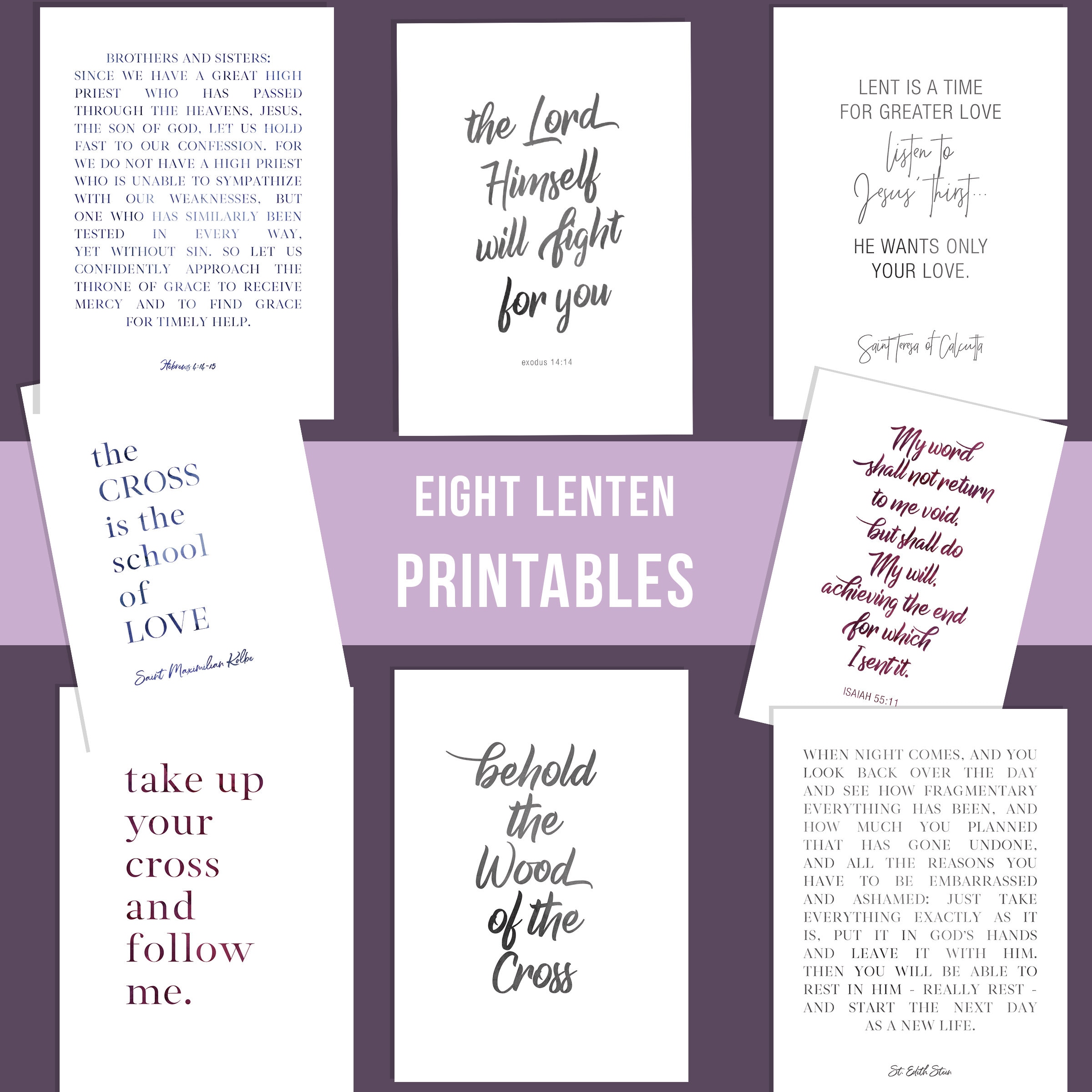 Catholic Lent Prints Set: Bible Verse \u0026 Saint Quotes (digital Download) -  Etsy, image size:2400x2400