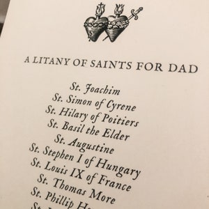 Litany of Saints for Dad, Gift for him, Father&#39;s Day Gift, Catholic home print, catholic gift for guys, Holy Family, Catholic Art, saint art