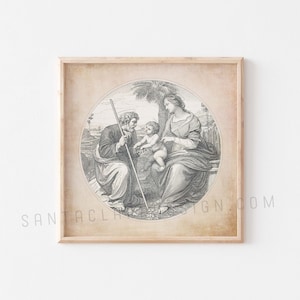 Holy Family Art Print: Vintage Catholic Nativity Scene