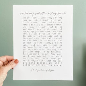 St. Augustine &quot;Late Have I Loved You&quot; Quote Print, Catholic Art, Saint Quote, Catholic Poster, Santa Clara Design, RCIA gift, confirmation