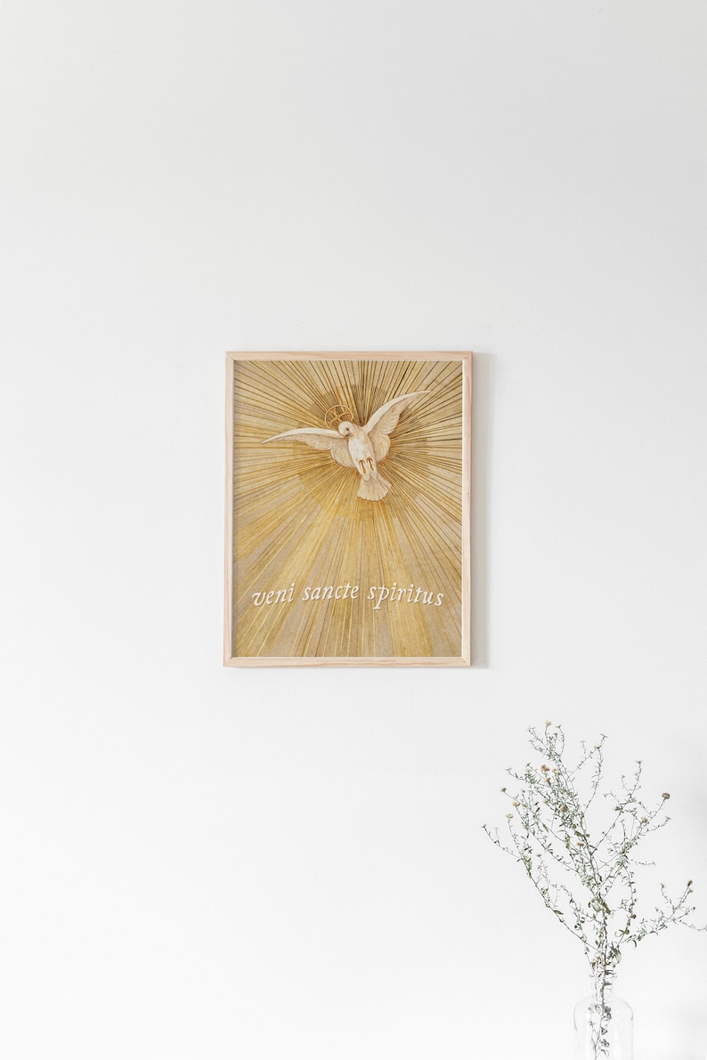 Veni Sancte Spiritus Holy Spirit Print, Catholic art print, Pentacost Poster, Catholic family art, Catholic Art, saint art, religious print