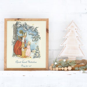 Vintage St. Nicholas Print: Catholic Christmas Art