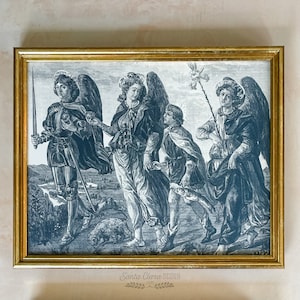 Three Archangels Art Print, Vintage Catholic Poster Michael, Gabriel, and Raphael art, Catholic print, confirmation gift, baptism, Catholic