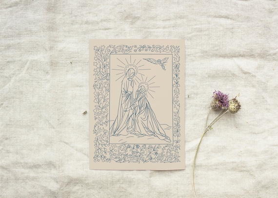 Visitation Art Print: Mary and St. Elizabeth, Catholic Decor