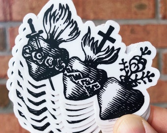 Three Hearts Decal | Catholic  Sticker | Sacred Heart of Jesus, Immaculate Heart of Mary, Pure Heart of Joseph | vinyl decal