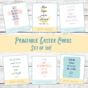 Easter Card Set of six PRINTABLE mini cards | Catholic Easter Saint & Scripture cards, download and print from home, Easter Basket gifts