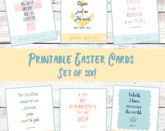 Easter Card Set of six PRINTABLE mini cards | Catholic Easter Saint & Scripture cards, download and print from home, Easter Basket gifts