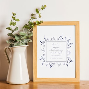 Lámina con cita de Santa Teresa, El verdadero amor comienza aquí, Regalo católico, Decoración para el Día de la Madre