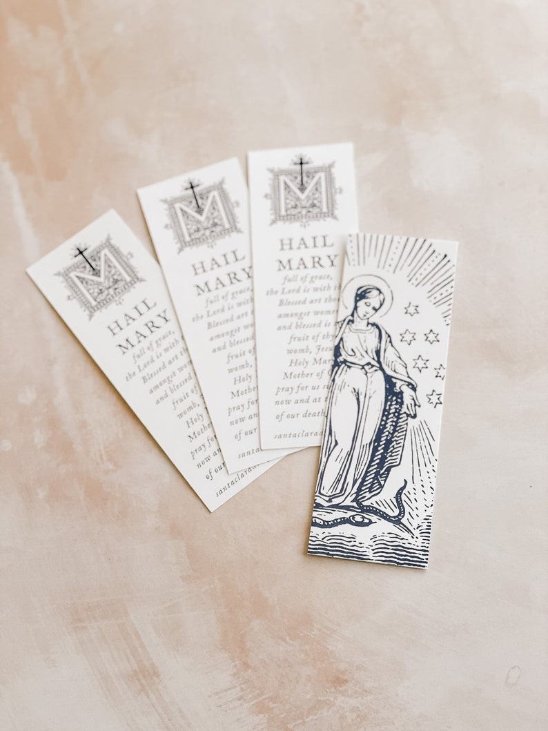 Mary Bookmark Set: Hail Mary Prayer Card, Catholic Gift - Etsy