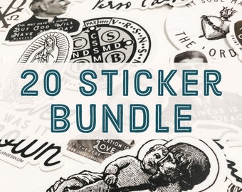Catholic Vinyl Sticker Bundle: Mix & Match, Laptop Decals (20-Piece)