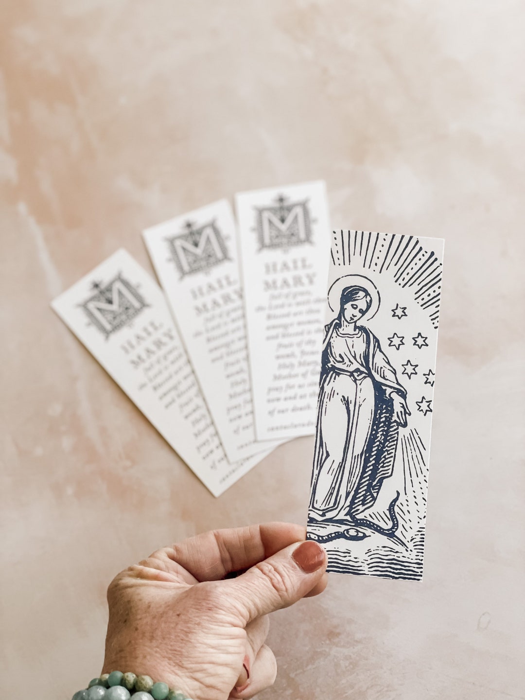Mary Bookmark Set: Hail Mary Prayer Card, Catholic Gift - Etsy