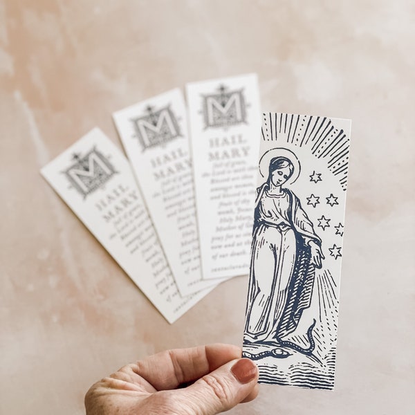 Mary Bookmarks, 2-sided,Hail Mary prayer bookmark, Mary prayer card, bible bookmark, Catholic bookmark, catholic mom gift, confirmation gift