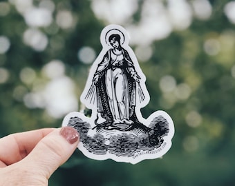 Our Lady Marian Decal | Catholic Marian Vinyl Sticker | indoor outdoor use | laptop decal | tumbler decal | mary catholic vinyl sticker