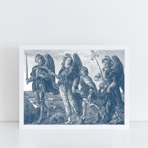 Three Archangels Art Print, Vintage Catholic Poster Michael, Gabriel, and Raphael art, Catholic print, confirmation gift, baptism, Catholic
