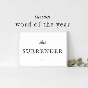 Custom Word of the Year Print | Word of the Year custom sign | Catholic word for the year | one little word | gift for her | gift for him