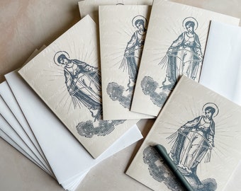 Our Lady of Rosary Notecard Set: Catholic Marian Stationery
