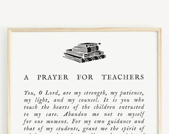 PRINTABLE Prayer for Teachers Catholic School, pray download, Catholic, College, gift, Graduation, seminarian, confirmation, print at home