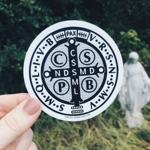 Saint Benedict Medal Vinyl Decal | Catholic Vinyl Sticker | indoor outdoor use | tumbler decal | laptop decal | car decal | Yeti vinyl decal