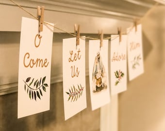 Printable Nativity Banner: Catholic Christmas Decor (Digital Download)