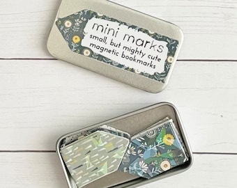 Happy Mini Book Markers | Cute Mini Magnetic Bookmark Set + Tin | Unique Bookmark for Student Gifts | Bookmarks for Women | Book Lover Gift