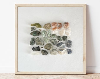 Gem and Mineral Art Printable - Knolling Rock Art | Minimalist Print | Printable Art | Minerals and Crystals Poster | Gemstone Art