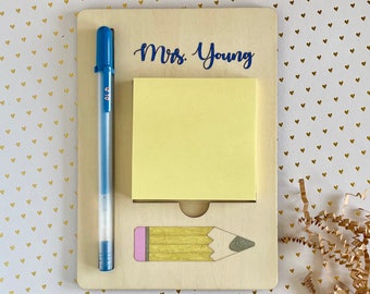 Portanotas Post-it® para profesores - Portanotas adhesivas con portalápices / Regalos personalizados para profesores, regalo para director