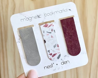 Set di segnalibri in sughero - Segnalibro magnetico in finta pelle scamosciata per uomo / Segnalibro unico per donna / Regalo per lui, Regalo in terrazzo per lei, Regalo per gli amanti dei libri