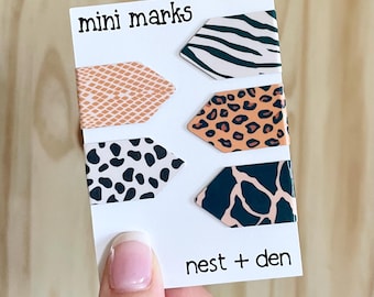 Safari Cute Magnetic Bookmark Set + Tin | Mini Page Markers | Unique Bookmark for Student Gifts | Bookmarks for Women | Book Lover Gift