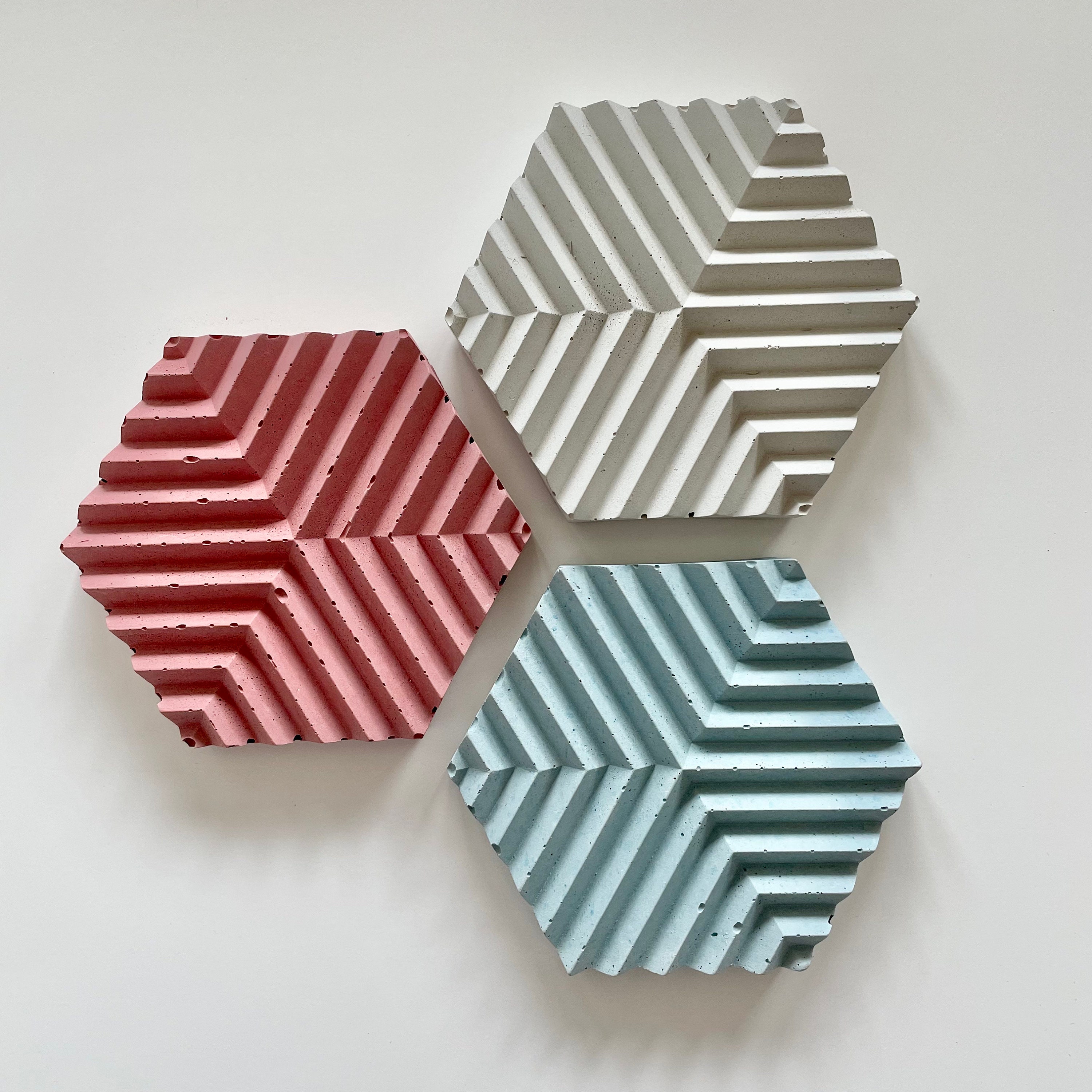 Concrete Coasters - Ridged Hexagon/Drink Pour Votre Décor de Maison Nordique, en Béton ou Cadeau Déc