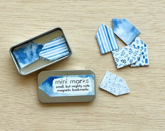 Mini segnalibri ad acquerello / Set di segnalibri magnetici carini + scatola di latta / Segnalibri unici per regali agli studenti / Segnalibri per donne / Regalo per amanti dei libri