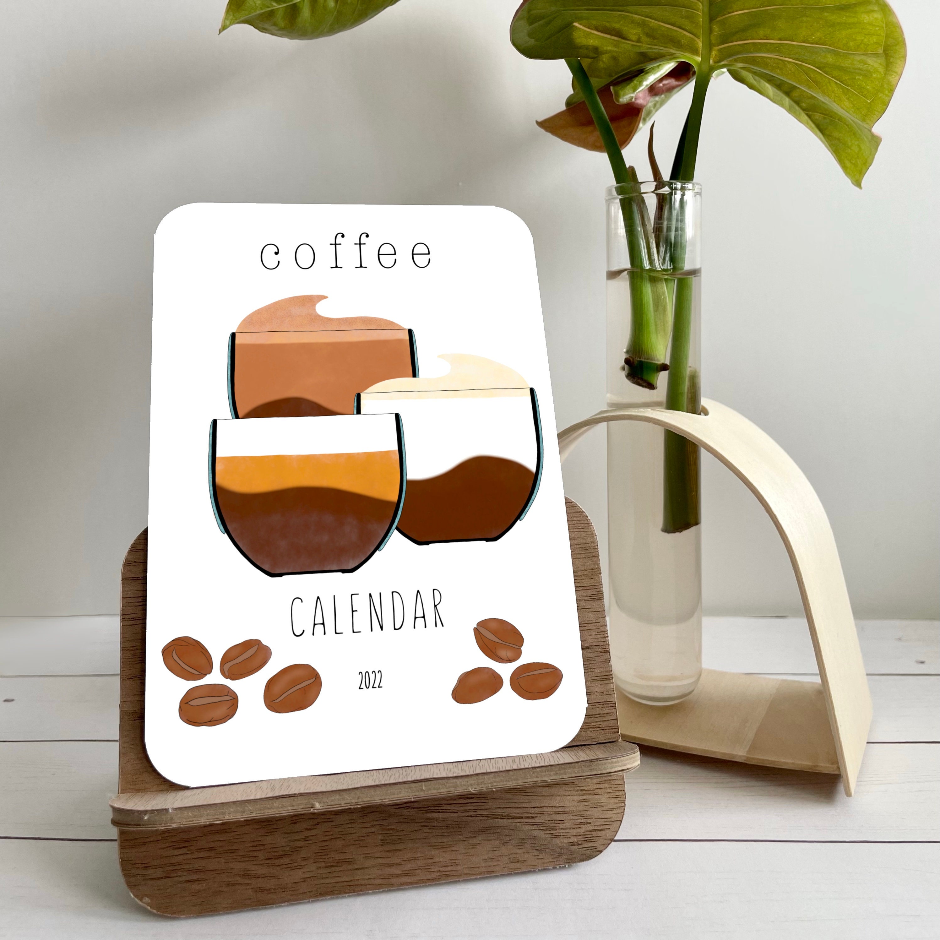 Calendrier de Bureau 2022 avec Support en Option - Calendrier Mensuel Pour Les Amateurs Café Cadeau 